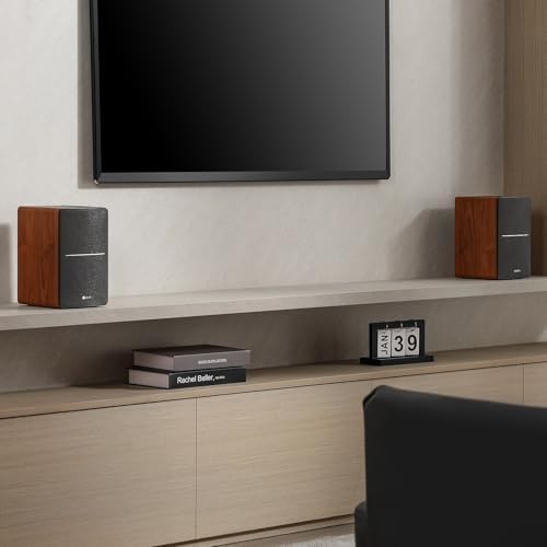 Edifier P12 Passive Bookshelf Speaker - 2-Way Speakers with Built-in Wall-Mount Bracket - Wood Color, Pair - Needs Amplifier or Receiver to Operate