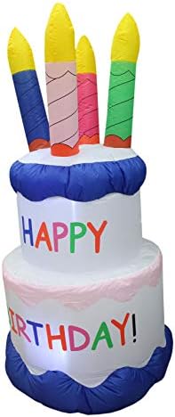 6 Foot Tall Inflatable Happy Birthday Cake with 4 Candles Party Decoration