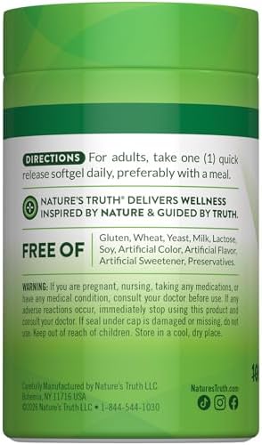 Nature's Truth Vitamin D3 2000 IU Softgels for Adults | 150 Count | High Potency | Non-GMO and Gluten Free Supplement | High Potency | Non-GMO and