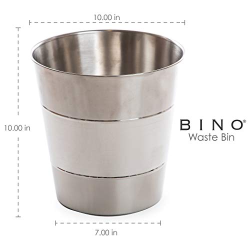 BINO Metal Waste Basket for Home, Office, Bathroom, Dorm, Kitchen and More | Trash Can Bin for Bedroom | Desk Trash Can | Home Essentials