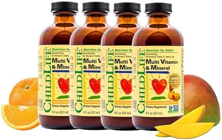 CHILDLIFE ESSENTIALS Kids Multivitamin & Mineral, Mango, 8 Fl Oz (2 Pack) | Vitamins for Kids, Liquid Multivitamin Supplement, Toddler & Baby Wellness, Natural, & Mineral
