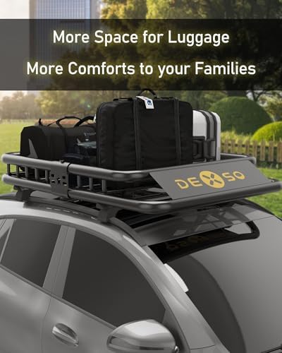 46" X 36" Universal Roof Rack Cargo Basket, 200 Lbs Capacity Rooftop Luggage Rack for SUV, Car & Truck, Heavy-Duty Roof Rack Accessories Carrier