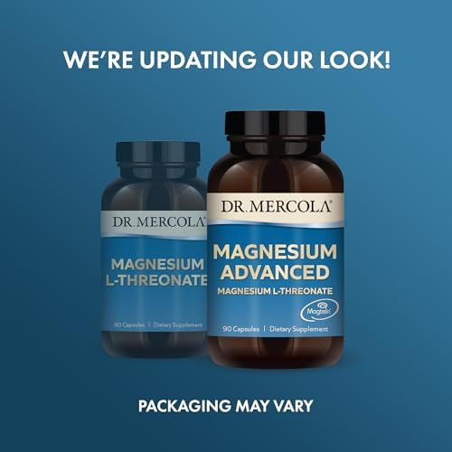 Dr. Mercola Magnesium L-Threonate, Magnesium Advanced Supplement with Magtein, 2000 mg per Serving, High Bioavailability for Cognitive Support, Memory & Brain Health, Non-GMO, Gluten Free, 90 Capsule
