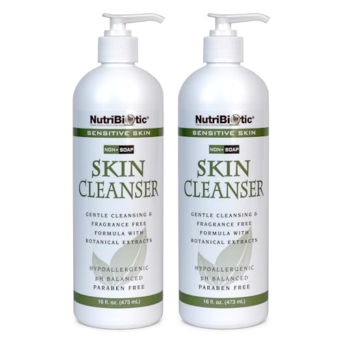 NutriBiotic – Sensitive Skin Non-Soap Skin Cleanser, 16 Oz Twin Pack | with GSE (Citricidal) | pH Balanced