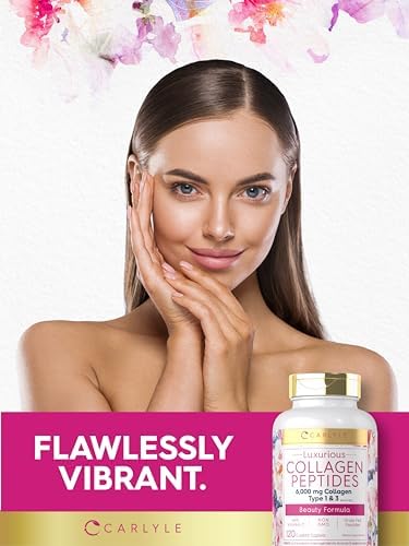 Carlyle Collagen Peptides with Vitamin C | 6000mg | 120 Caplets | Grass Fed Type I & III | Beauty Formula | Non-GMO, Gluten Free Supplement