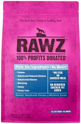 Rawz Salmon, Dehydrated Chicken & Whitefish Recipe Natural Dry Cat Food (3.5lb, Salmon, Dehydrated Chicken & Whitefish)