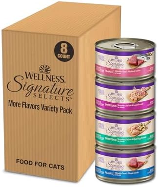 Wellness CORE Signature Selects Variety Pack Adult Canned Wet Cat Food, Natural, Protein Rich, Grain Free, Poultry Recipes, 2.8 oz, Pack of 8 Cans
