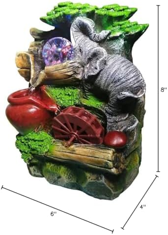 Tabletop Fountain Indoor Small Rockery Desktop Mountain Cascading Waterfalls with Rolling Ball Waterwheel for Gift and Decoration