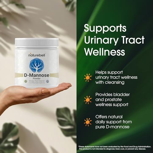 NatureBell D-Mannose Powder - 12oz - High Potency 2g Per Scoop - Fast Acting Support for Healthy Urinary Function & Bladder Wellness* - Pure