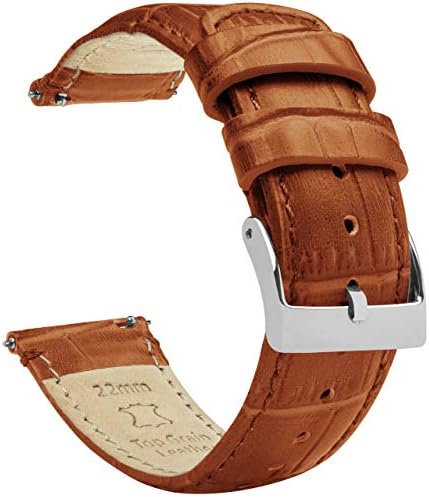 20mm Toffee Brown - Long - BARTON Alligator Grain - Quick Release Leather Watch Bands