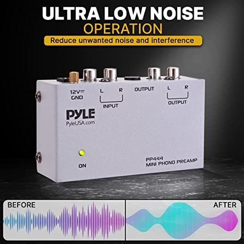 Pyle Ultra Compact Phono Preamp - Mini Turntable Preamp for Audio - Guitar