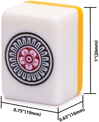 Yellow Mountain Imports Japanese Riichi Mahjong Set - White and Yellow Standard Size Tiles - with East Wind Tile and Black Vinyl Case