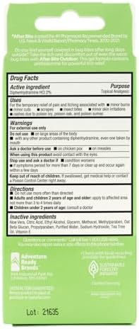 After Bite Outdoor Bug Bite Itch Relief, Diphenhydramine HCl Gel, 4Pk