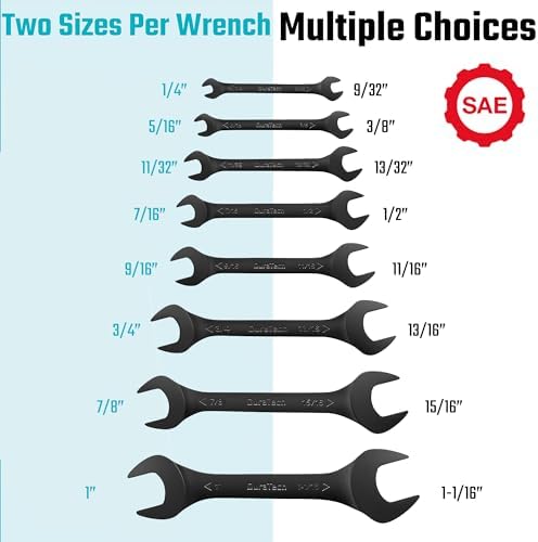 DURATECH Super-Thin Open End Wrench Set, 8-Piece, Metric