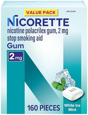 Nicorette 2mg Nicotine Gum to Help Quit Smoking - White Ice Mint Flavored Stop Smoking Aid, 160 Count