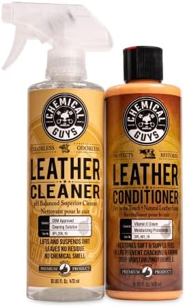 Chemical Guys, Leather Cleaner & Conditioner Kit for Cars & Home, 2 x 16 oz | Two-step kit cleans then conditions seats, furniture, bags and boots, pH-balanced for natural and sealed leather