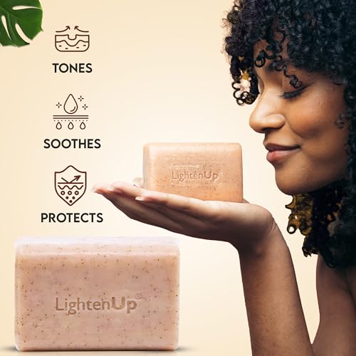OMIC LightenUp, Exfoliating Soap - 200g / 7fl oz - Skin Brightening Soap, Cleansing Bar, Formulated to Fade Dark Spots, with Apricot, Glycerin