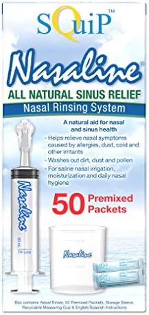 Squip Nasaline Nasal Rinsing Kit with 50 Premixed Saline Packets