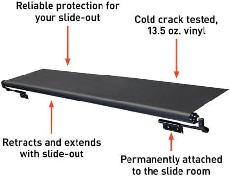 Solera 5000 Series Black Slide Topper RV Slide-Out Awning 7' (6'7" Fabric) 13.5 oz Vinyl Leak-Proof, 48" Extension, Roof, Sidewall Protection
