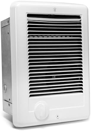 Electric Wall Heater for Indoor Use Complete Unit with Thermostat, Wall Mounted Heaters for Large Room/Garage(Model: CSC101TW, Part: 67508), 3412 BTU