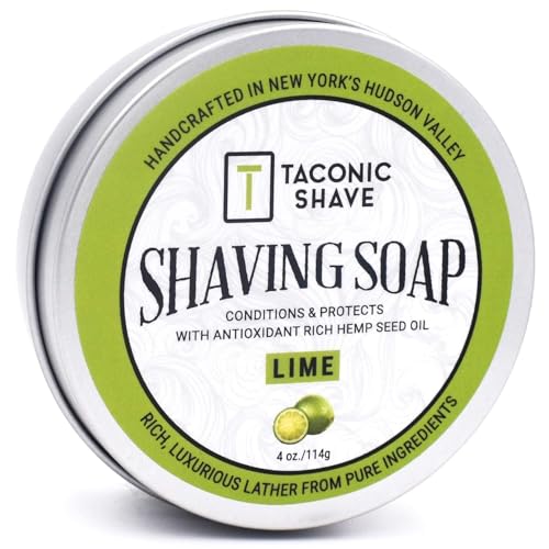 Taconic Lavender Natural Shaving Soap Puck, Rich Lather | Calming lavender aroma pairs with moisturizing natural oils to build rich protective lather for a comfortable wet shave.