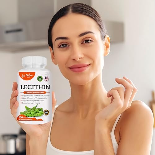 Soy Lecithin 1200mg Capsules Supplement for Heart, Liver & Brain Health – Supports Immune System