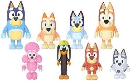 Bluey Family and Friends Figure 8-Pack: Articulated 2.5 Inch Action Figures, Bluey, Bingo, Bandit (Dad), Chilli (Mum), Coco, Snickers