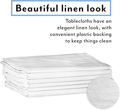Upper Midland Products White Paper Table Cloths for Round Tables - 82” Octyround Paper Tablecloths with Plastic Backing Round Paper Table Cover
