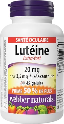 Webber Naturals Extra Strength Lutein with Zeaxanthin Softgel | Eye Support Vitamin Supplement with Zeaxanthin, Extra Strength