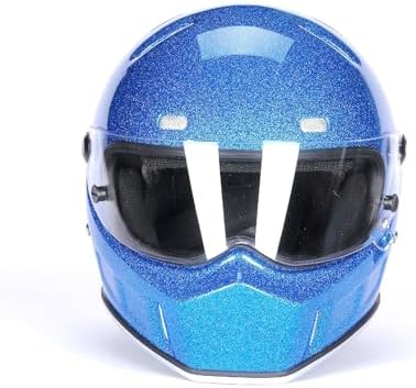 CRG Sports Retro Full Face Motorcycle Helmet, DOT Approved Fiberglass Street Bike Helmet with Clear Visor, Lightweight Cafe Racer Cruiser Motorcycle Helmet