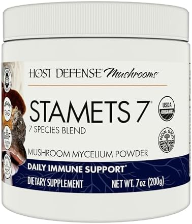 Host Defense Stamets 7 Mushroom Powder - 7 Species Blend - Mushroom Supplement for Immune Support with Royal Sun Blazei, Cordyceps, Reishi, Maitake, Lion's Mane, Chaga & Mesima - 3.5 oz (66 Servings)*
