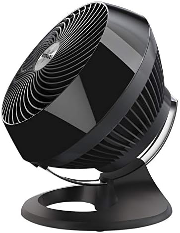 Vornado 460 Small Desk Fan with 3 Speed Settings, Adjustable Tilt Chrome Glide Bar, for Bedroom, Office, Home, Air Circulation up to 70 Feet, Quiet Table Fan, Black