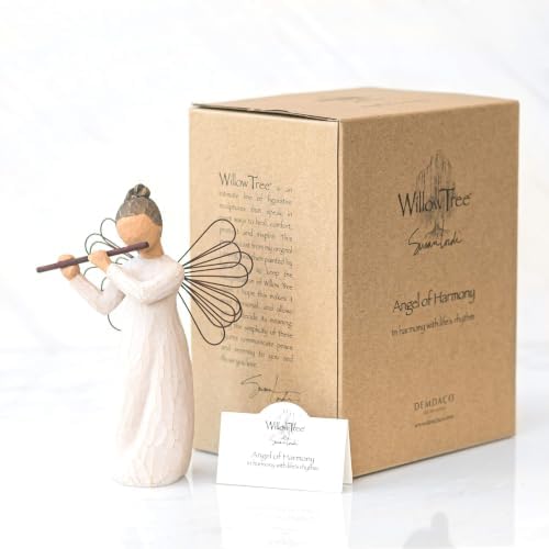Willow Tree Angel of Harmony Figure, Hand-Painted, Flute, Shelf Decor | Hand-Painted Angel Figurine, Celebrating Friendship