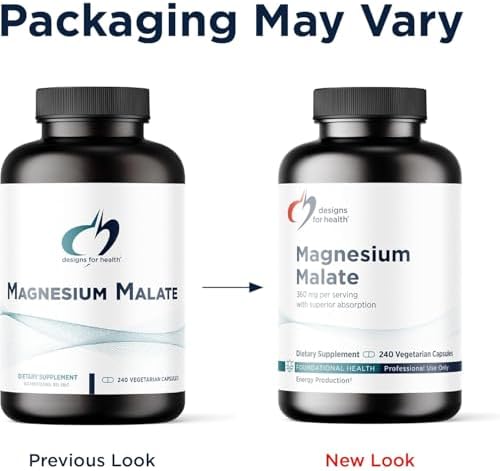 Designs for Health Magnesium Malate - Chelated Magnesium as Di Magnesium Malate - Highly Bioavailable Form to Support Energy, Bone Health + Muscle Recovery (120 Magnesium Malate Capsules)