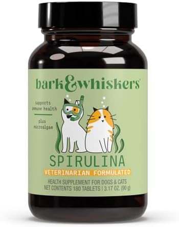Dr. Mercola SpiruGreen for Cats & Dogs - Antioxidant Support - Spirulina & Astaxanthin - Nutrient-Dense Microalgae Formula - 180 Tablets