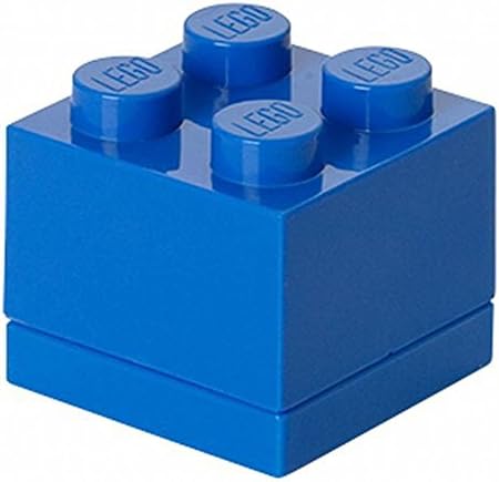 Room Copenhagen LEGO Mini Box 4 Knobs Blue - Versatile Small Storage Box for Snacks, Jewellery, Hair Accessories, Souvenirs & More - Dishwasher Safe, 46 x 46 x 43 mm