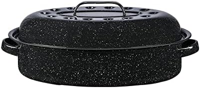 Granite Ware 13" Oval Roaster with Lid – Enameled Steel, Oven Safe to 932°F – Ideal for Roasting, Baking & Sourdough Bread – Self-Basting Cover, Dishwasher Safe, 7 lb Capacity | Oval Roaster Capacity, Roasts Up To 7 Lb Poultry Or Meat, Covered Cooking fo…