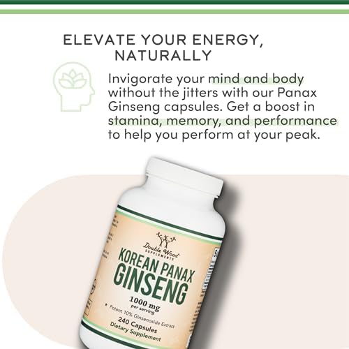 Korean Red Panax Ginseng, 10% Ginsenosides, Energy + Focus, 240 Capsules