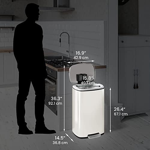 iTouchless SoftStep 13.2 Gallon Stainless Steel Step Pedal Garbage Can with with Odor Control System, 50 Liter Trash Bin for Kitchen, Office