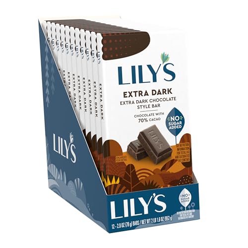 LILY'S Almond Dark Chocolate Style No Sugar Added, Sweets Bars, 3 oz (12 Count)
