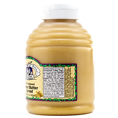 Amish Wedding Old Fashioned Peanut Butter Spread, 9 oz – Sweet Amish Peanut Butter with Marshmallow Flavor, Delicious on Ice Cream