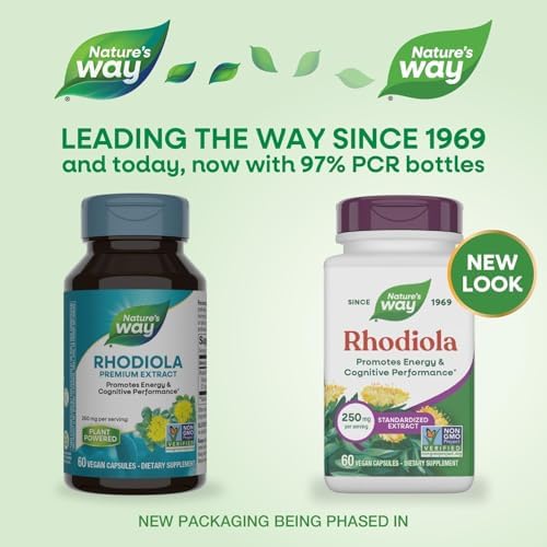 Nature's Way Rhodiola - 250mg per Serving - Rhodiola Capsules for Cognitive Performance & Energy Support* - Adaptogenic Herb* - Non-GMO Project