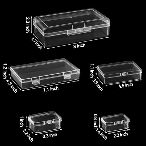 24 Pieces Mixed Sizes Rectangular Empty Mini Clear Plastic Organizer Box