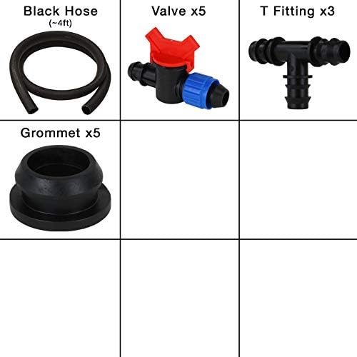 Grow1 Deep Water Culture Hydroponic System, 5 Gallon 4 Bucket DWC Kit + Reservoir Bucket, RDWC Hydroponic Kit