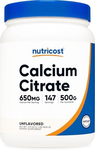 Nutricost Calcium Citrate Powder (Unflavored) 500 Grams, Gluten-Free | Pure Calcium Citrate, No Fillers (1.1lbs)