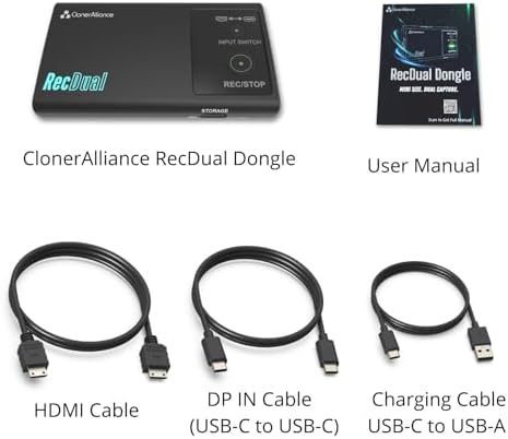 RecDual Dongle, Mini Standalone Dual-Input 1080p@60fps Video Recorder with 4K@60fps Passthrough