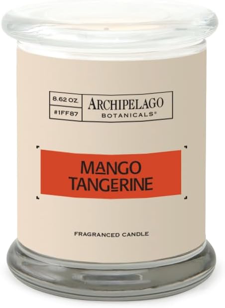Archipelago Botanicals Bergamot Tobacco Soy Candle, 8.6 oz | Hand-Poured Premium Wax, Burns Approx. 60 Hours, Soy Candle in Glass Jar, 4.5 Inch