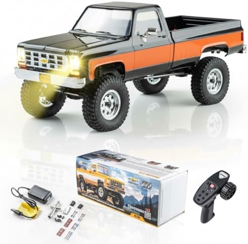 FMS 1/18 FCX18S Chevy K10 S RC Crawler RTR with License Red, RC Pickup Truck 4x4 Chevy Hobby Grade 2-Speed Transmission Monster Truck for Adults with Led Light (red)