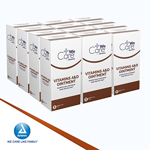 Dynarex Vitamins A & D Ointment, Ointment with Vitamin A and Vitamin D Skin Protectant, for Diaper Rash and Discomfort, White