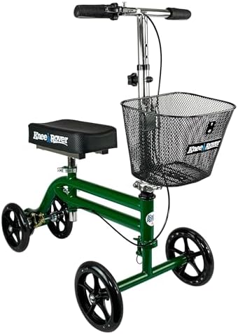 KneeRover Steerable Knee Scooter for Adults, Green | Foldable Knee Walker For Foot Surgery, Broken Ankle, Foot Injuries, Crutch Alternative
